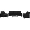Sofa Sofos komplektas su pagalvėlėmis, 3 dalių, juodas, aksomas