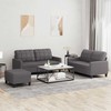 Sofa Sofos komplektas su pagalvėlėmis, 3 dalių, pilkas, dirbtinė oda