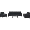 Sofa Sofos komplektas su pagalvėlėmis, 4 dalių, juodas, aksomas
