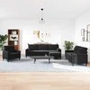 Sofa Sofos komplektas su pagalvėlėmis, 4 dalių, juodas, aksomas