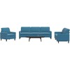 Sofa Sofos komplektas su pagalvėlėmis, 4 dalių, mėlynas, aksomas