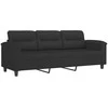 Sofa Sofos komplektas su pagalvėmis, 3 dalių, juodas, audinys