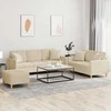 Sofa Sofos komplektas su pagalvėmis, 3 dalių, kreminis, audinys