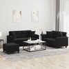 Sofa Sofos komplektas su pagalvėmis, 3 dalių, juodas, audinys