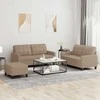 Sofa Sofos komplektas su pagalvėmis, 3 dalių, kapučino, dirbtinė oda