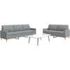 Sofa Sofos komplektas, 2 dalių, šviesiai pilkos spalvos, audinys