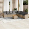 Sofa Sofos komplektas su pagalvėlėmis, 10 dalių, smėlio, poliratanas