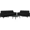 Sofa Sofos komplektas su pagalvėlėmis, 2 dalių, juodas, aksomas