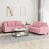 Sofa Sofos komplektas su pagalvėlėmis, 2 dalių, rožinis, aksomas