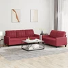 Sofa Sofos komplektas su pagalvėlėmis, 2 dalių, vyno, dirbtinė oda