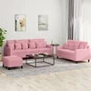 Sofa Sofos komplektas su pagalvėlėmis, 3 dalių, rožinis, aksomas