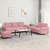 Sofa Sofos komplektas su pagalvėlėmis, 3 dalių, rožinis, aksomas