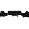 Sofa Sofos komplektas su pagalvėlėmis, 3 dalių, juodas, aksomas