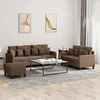 Sofa Sofos komplektas su pagalvėlėmis, 3 dalių, rudas, audinys