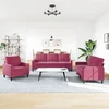 Sofa Sofos komplektas su pagalvėlėmis, 3 dalių, vyno, aksomas