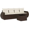 Lauko baldų komplektas Sofos komplektas su pagalvėlėmis, 5 dalių, rudas, poliratanas