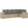 Lauko baldų komplektas Sofos komplektas su pagalvėlėmis, 5 dalių, smėlio, poliratanas