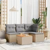 Sofa Sofos komplektas su pagalvėlėmis, 5 dalių, smėlio, poliratanas