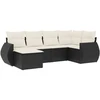 Lauko baldų komplektas Sofos komplektas su pagalvėlėmis, 6 dalių, juodas, poliratanas