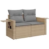 Lauko baldų komplektas Sofos komplektas su pagalvėlėmis, 6 dalių, smėlio, poliratanas