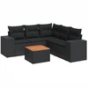 Sofa Sofos komplektas su pagalvėlėmis, 6 dalių, juodas, poliratanas