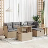 Sofa Sofos komplektas su pagalvėlėmis, 6 dalių, smėlio, poliratanas