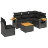 Lauko baldų komplektas Sofos komplektas su pagalvėlėmis, 6 dalių, juodas, poliratanas