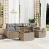 Lauko baldų komplektas Sofos komplektas su pagalvėlėmis, 6 dalių, smėlio, poliratanas