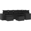 Lauko baldų komplektas Sofos komplektas su pagalvėlėmis, 7 dalių, juodas, poliratanas