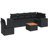Sofa Sofos komplektas su pagalvėlėmis, 7 dalių, juodas, poliratanas
