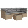 Sofa Sofos komplektas su pagalvėlėmis, 7 dalių, smėlio, poliratanas