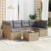 Sofa Sofos komplektas su pagalvėlėmis, 7 dalių, smėlio, poliratanas