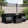 Lauko baldų komplektas Sofos komplektas su pagalvėlėmis, 7 dalių, juodas, poliratanas