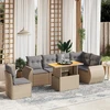 Lauko baldų komplektas Sofos komplektas su pagalvėlėmis, 7 dalių, smėlio, poliratanas