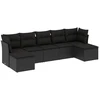 Lauko baldų komplektas Sofos komplektas su pagalvėlėmis, 7 dalių, juodas, poliratanas
