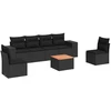Sofa Sofos komplektas su pagalvėlėmis, 7 dalių, juodas, poliratanas