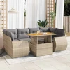 Sofa Sofos komplektas su pagalvėlėmis, 7 dalių, smėlio, poliratanas