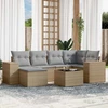 Sofa Sofos komplektas su pagalvėlėmis, 7 dalių, smėlio, poliratanas