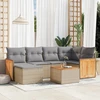 Sofa Sofos komplektas su pagalvėlėmis, 7 dalių, smėlio, poliratanas