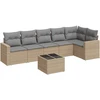 Sofa Sofos komplektas su pagalvėlėmis, 7 dalių, smėlio, poliratanas