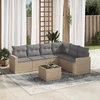 Sofa Sofos komplektas su pagalvėlėmis, 7 dalių, smėlio, poliratanas
