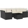 Lauko baldų komplektas Sofos komplektas su pagalvėlėmis, 7 dalių, juodas, poliratanas