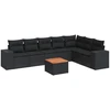 Sofa Sofos komplektas su pagalvėlėmis, 8 dalių, juodas, poliratanas