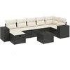 Lauko baldų komplektas Sofos komplektas su pagalvėlėmis, 8 dalių, juodas, poliratanas