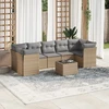 Sofa Sofos komplektas su pagalvėlėmis, 8 dalių, smėlio, poliratanas