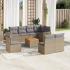 Sofa Sofos komplektas su pagalvėlėmis, 9 dalių, smėlio, poliratanas