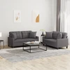 Sofa Sofos komplektas su pagalvėmis, 2 dalių, pilkas, dirbtinė oda