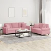 Sofa Sofos komplektas su pagalvėmis, 2 dalių, rožinis, aksomas