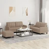 Sofa Sofos komplektas su pagalvėmis, 3 dalių, kapučino, dirbtinė oda