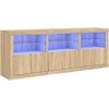 Šoninė spintelė su LED lemputėmis, ąžuolo, 181,5x37x67cm